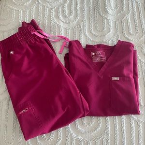 Dark Magenta High-Wasted Scrub Set